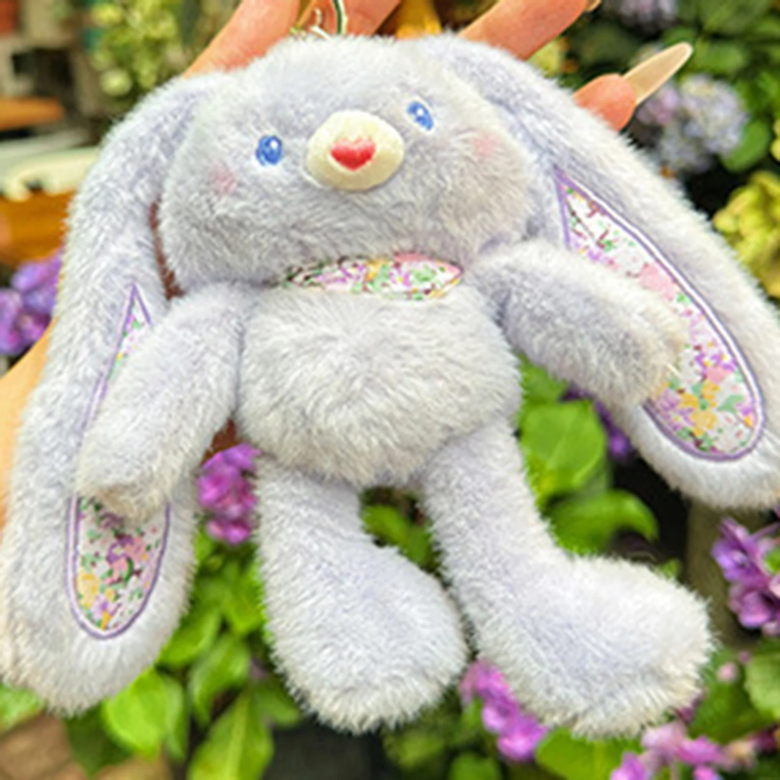 

Floral Rabbit Plush Pendant Rabbit Keychain Rabbit Ears Toys Easter Interactive Elastic Design Personality Decorations For Kids