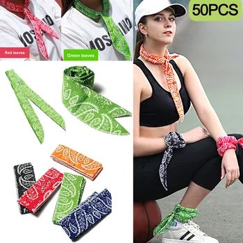 50pc Summer Ice Cooling Scarf Neck Wrap Headband Cooling Bandana Scarf Sports Headband Towel Wristband Sun Protection Scarf