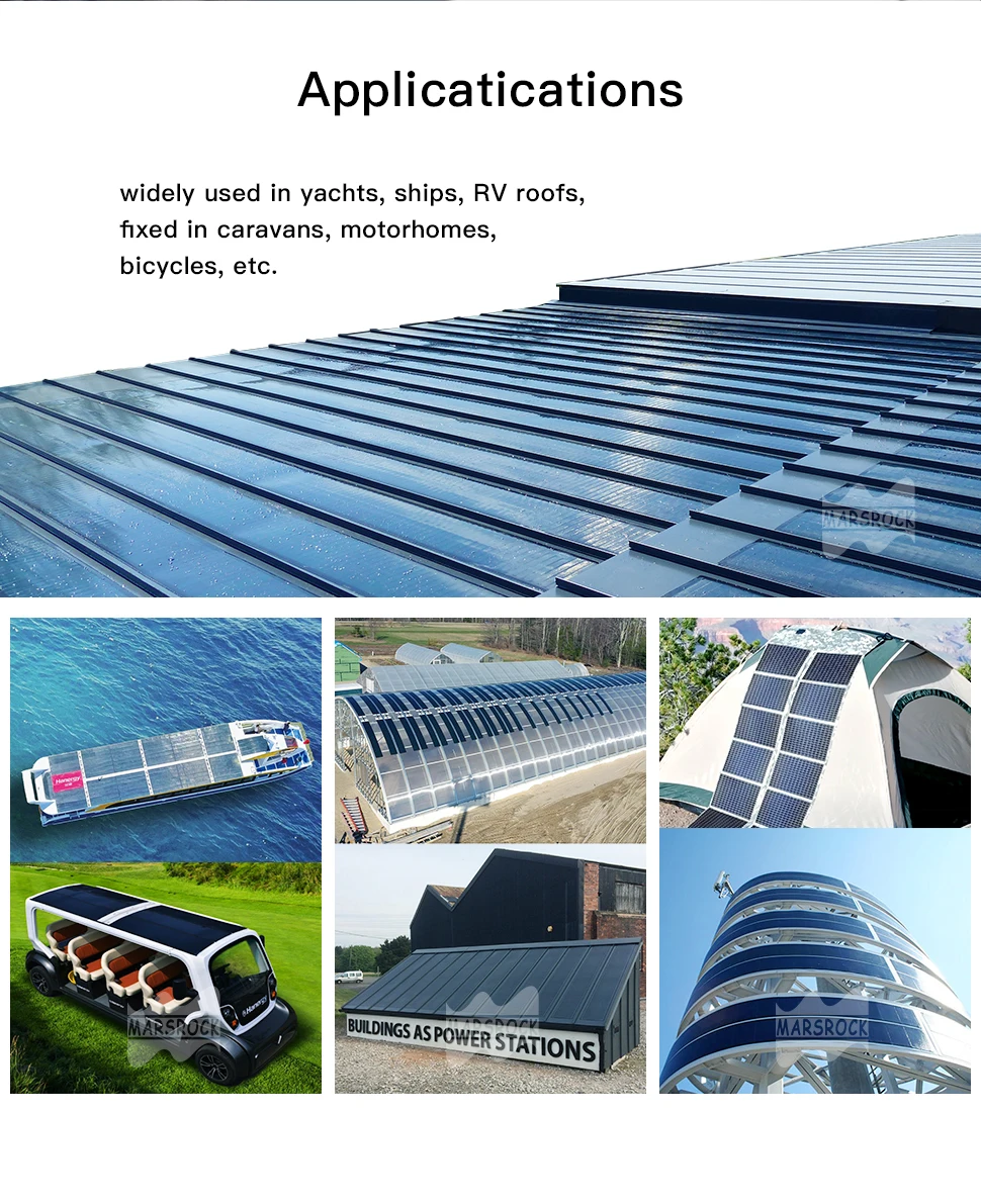 150W Shingle Technology ETFE PET Semi Flexible Solar Panel Monocrystalline Solar Cell for 12/24/36/48V Battery Charger System