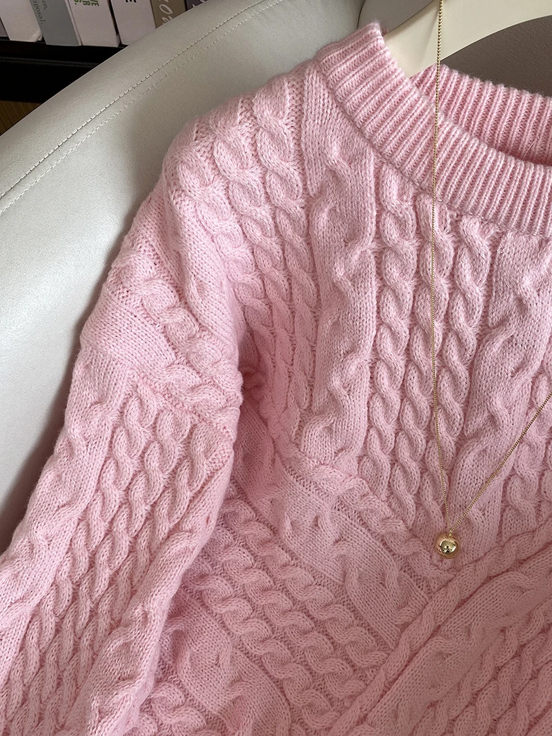 Koreaanse Lazy Sle vrouwen Gebreide Trui Herfst Nieuwe Faion Zoete Zachte Lange Sve Overhead Truien Casual Pendelen Loose Fit