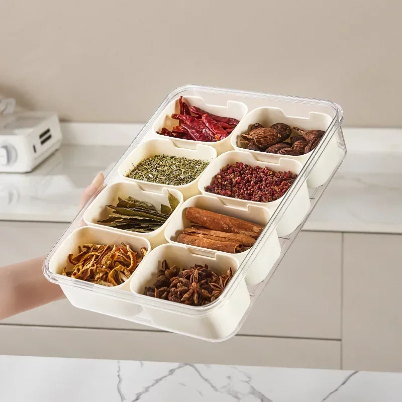 Sub-format Seasoning Separator Box Milk White Spice Hermetic Storage Box Food Grade Kitchen Portable Fresh-keeping and Anti-odor