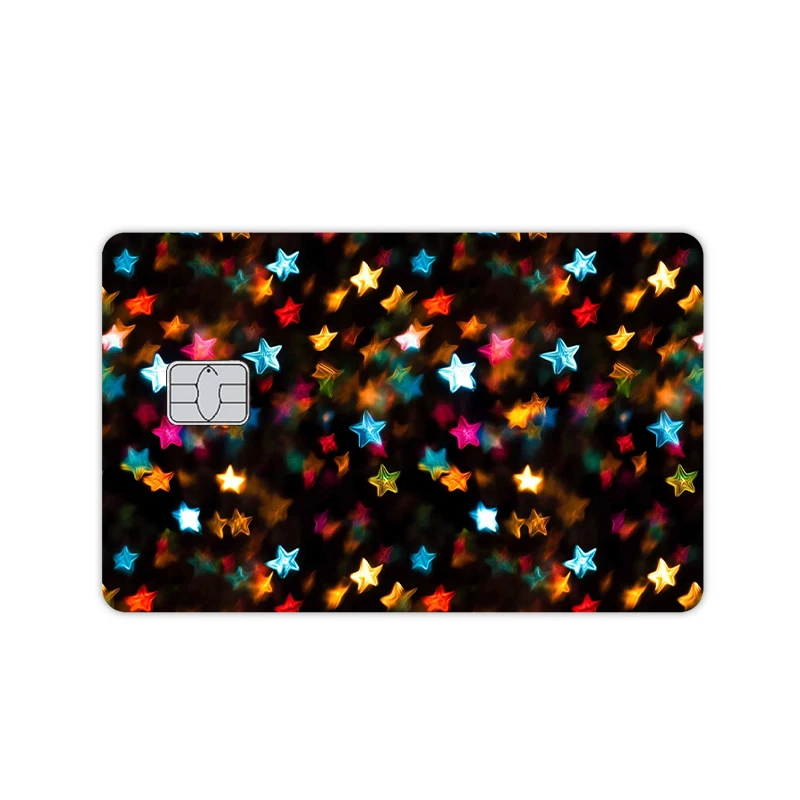 Shiny Butterfly Flower Stars Printed Fashion Women Pvc Stickers Film Skin Cover Kawaii Credit Debt Bank Card Front Side Decor