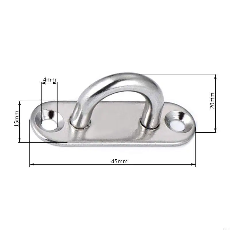 F1CF 6Pcs 5mm Metal Eye Plate Oblong Pad Marine Hardware Fixed Buckle for Boat Yacht