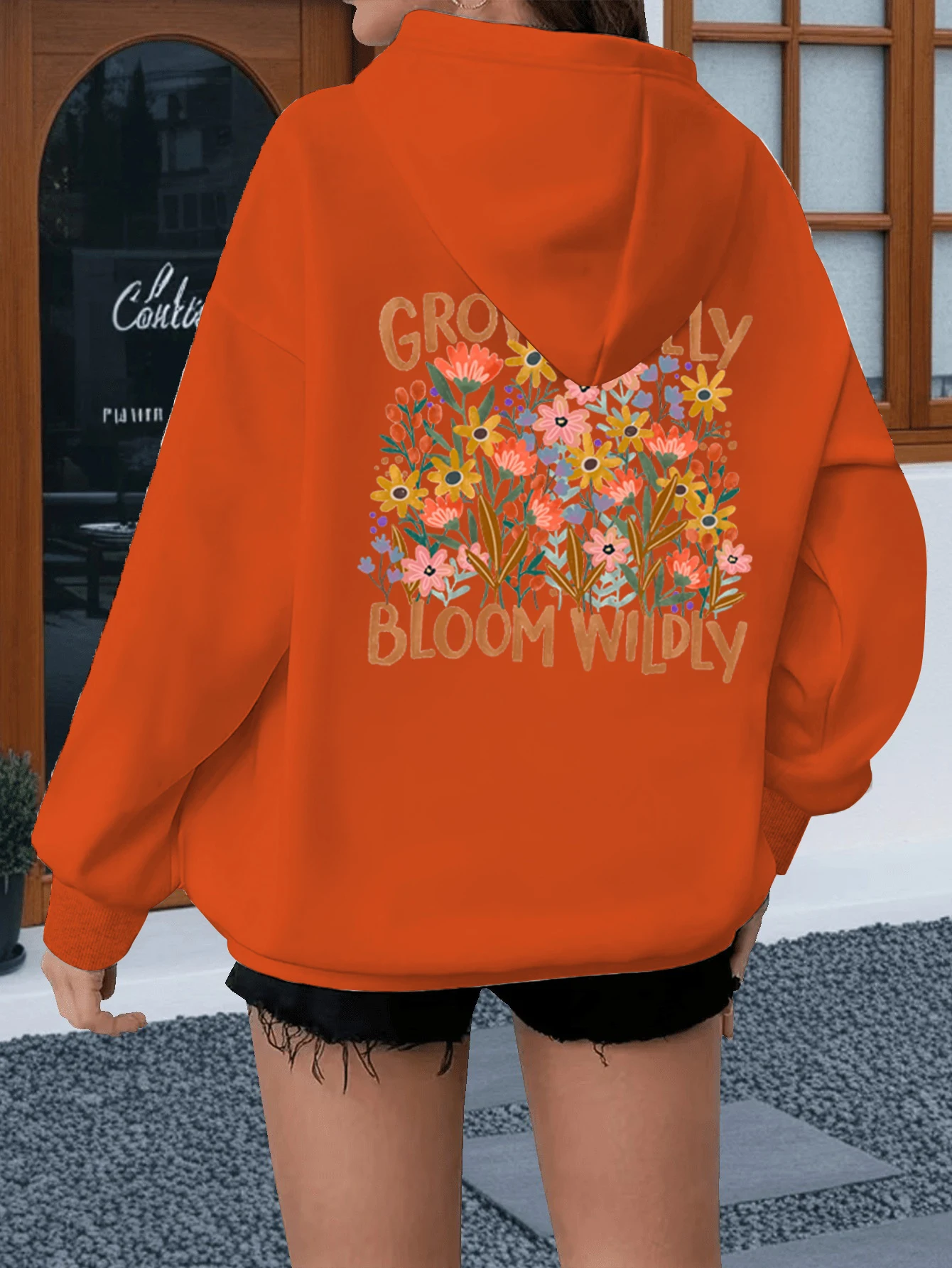 بوهو ديزي الزهور البلوز "النمو بحرية يزهر البرية" الزهور البرية الاتجاه هوديي المرأة طويلة الأكمام خمر الأزهار بوهيميا هودي #6