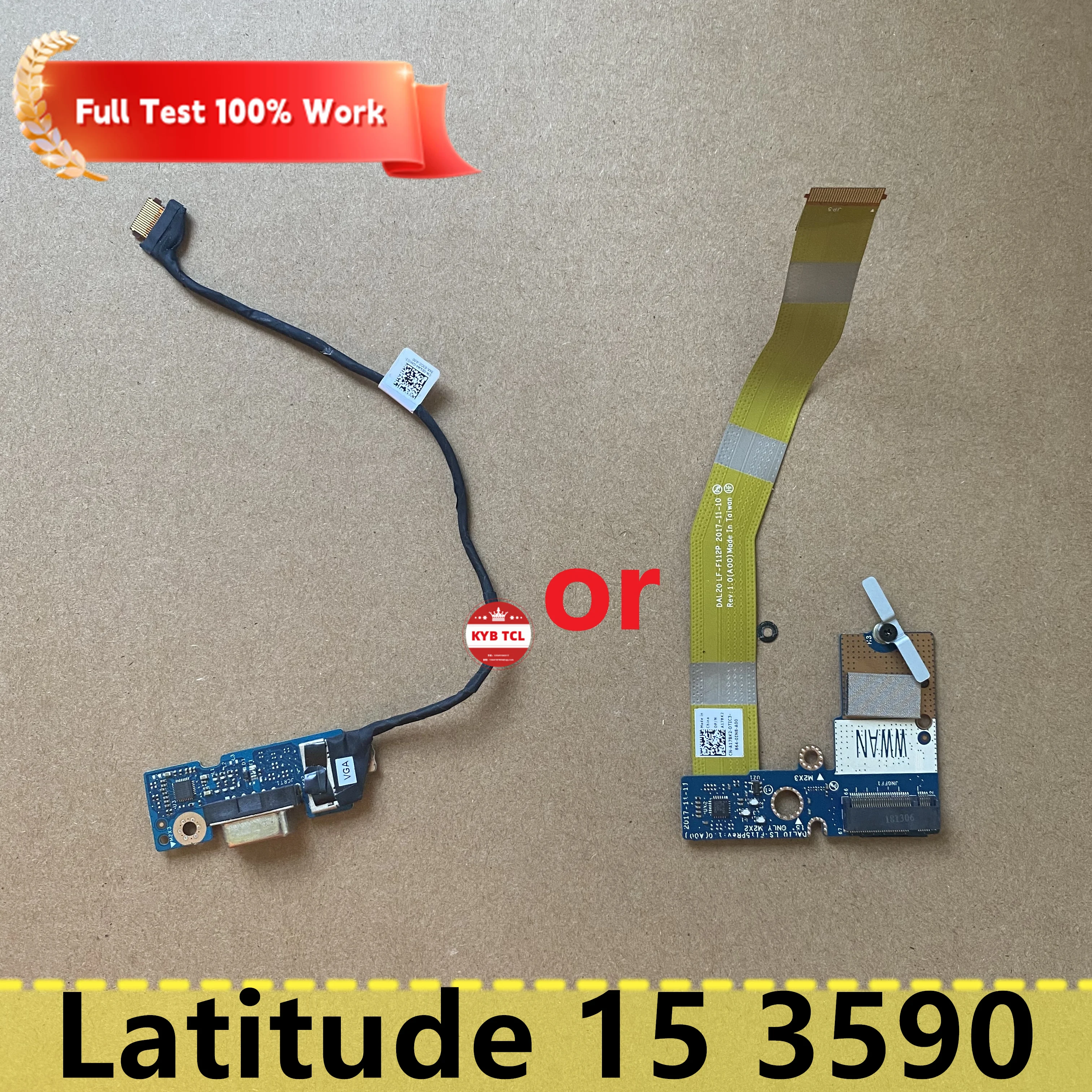 For DELL Latitude 15 3590 Genuine Laptop VGA Board or Cable or SIM Card Reader WWAN Board LS-F117P 83J44 LS-F115P A1220B A17BK2