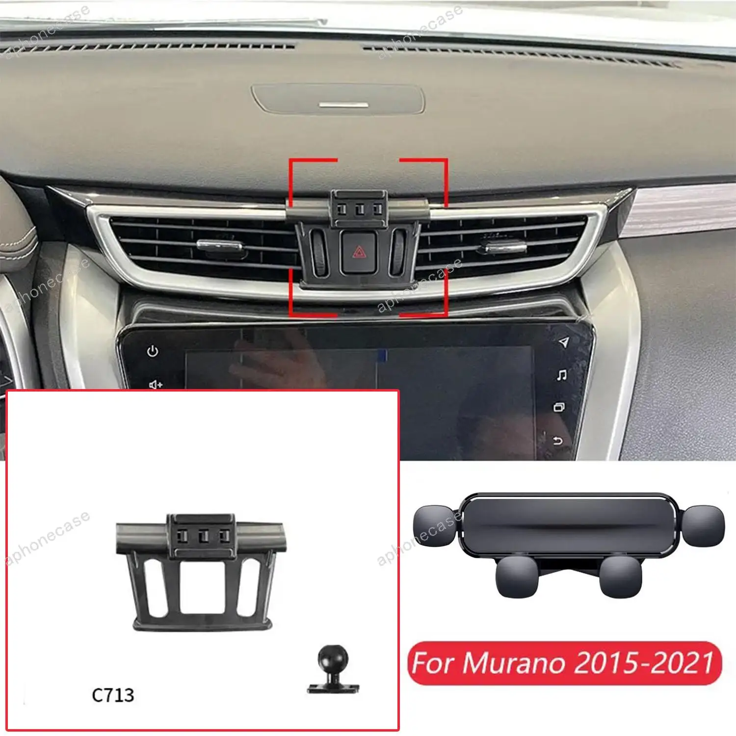 

Car Phone Holder Base Special Mounts For Nissan Murano 2015-2021 Fixed Air Outlet Bracket Base Accessories With Ball Head 17mm