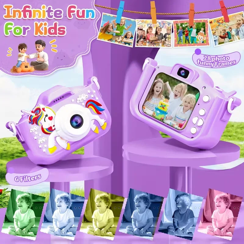 VYVYLABS Children's Camera Toy Unicorn Camera For Kids' Christmas Birthday Holiday Gift Digital Camcorder Mini Thermal Print