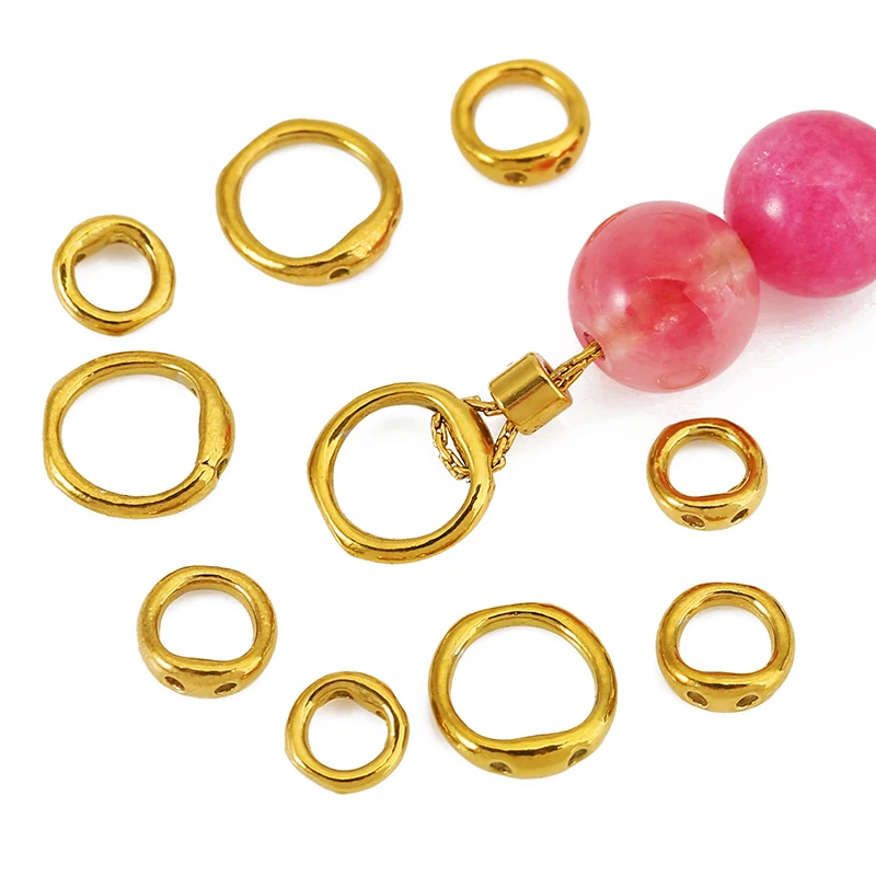 30pcs 5/6/8mm Stainless Steel Beading Supplies Necklace Clasps Double Hole End Connectors Hooks for DIY Jewelry Making Finding