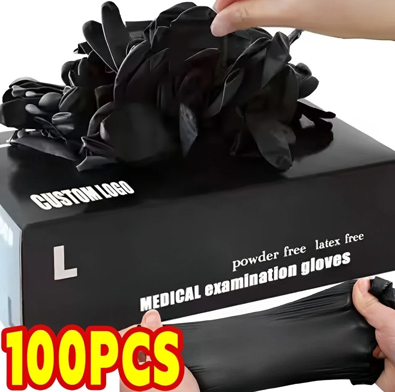 Disposable Black PVC Gloves Higher Elasticity Softer Anti-acid Alkali Glove for Food Processing Household Cleaning Beauty Salons