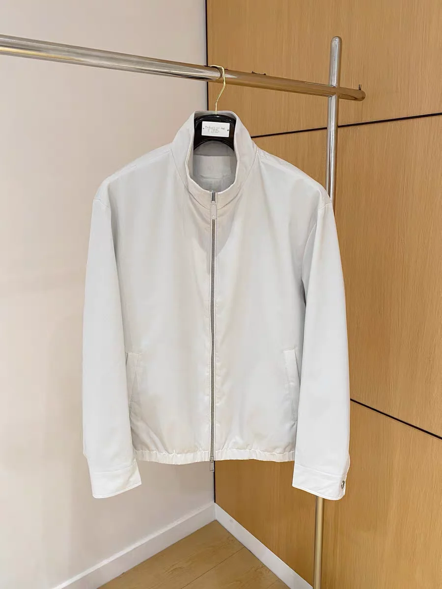 

Italian Sle Zipper Casual Lightweight Windproof Stand Collar Men's Jaet Spring Autumn Busin Casual Coat MHTO