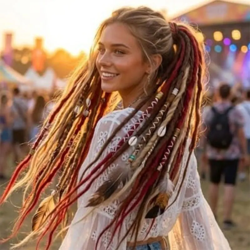 

Elastic Dread Ponytail Boho with Hair Tie Dread Ponytail Extensions DIY Braided Ponytail Extension Perfect for Casual & Festival