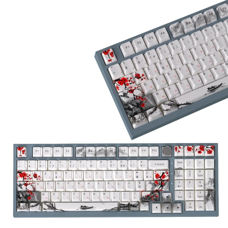 896F Plum Blossom Keycaps Sublimations Mechanical Keyboards Keycap 128Keys OEM For Switches Personalied