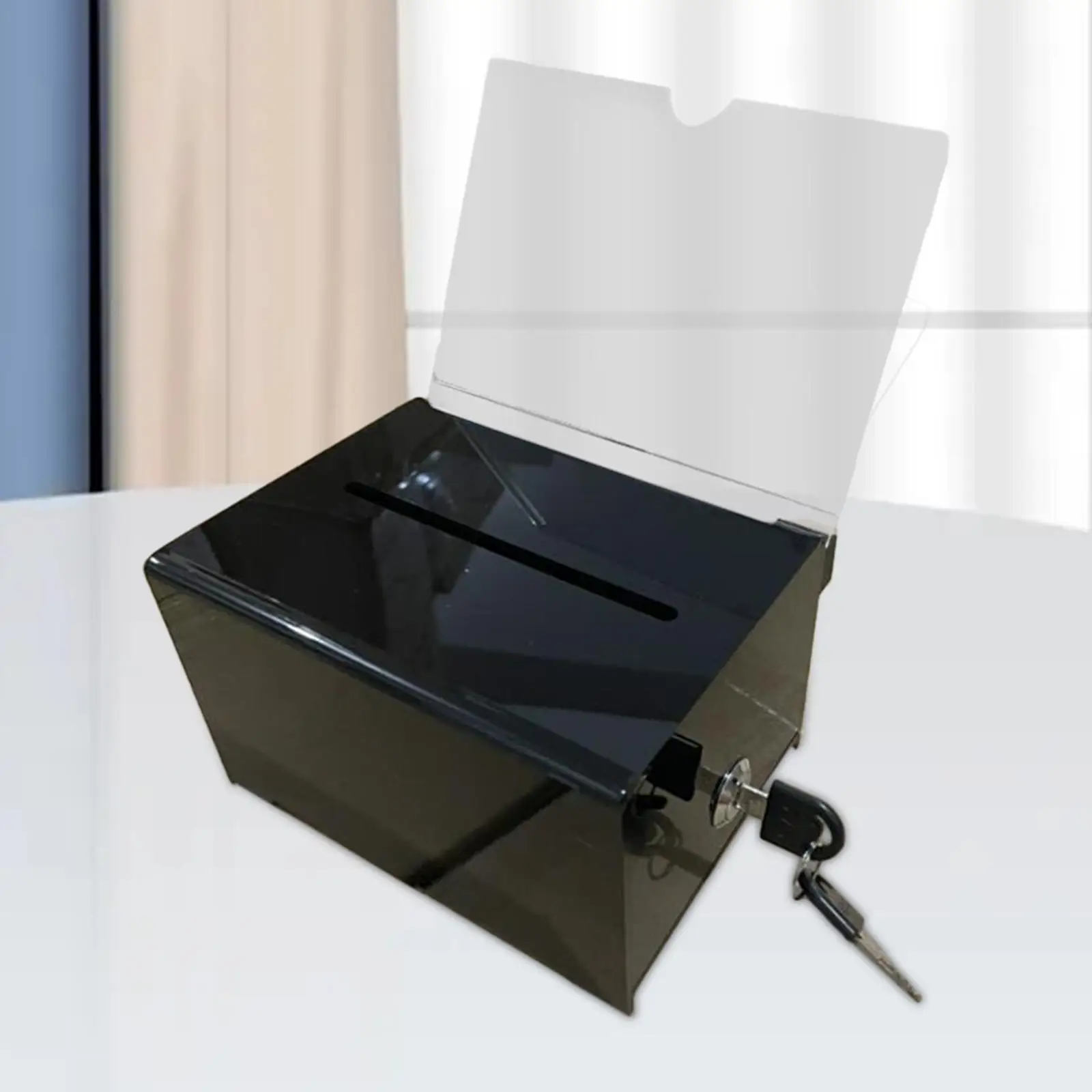 Acrylic Donation Box with Lock Transparent Mailbox Letter Display Case Collection Box for