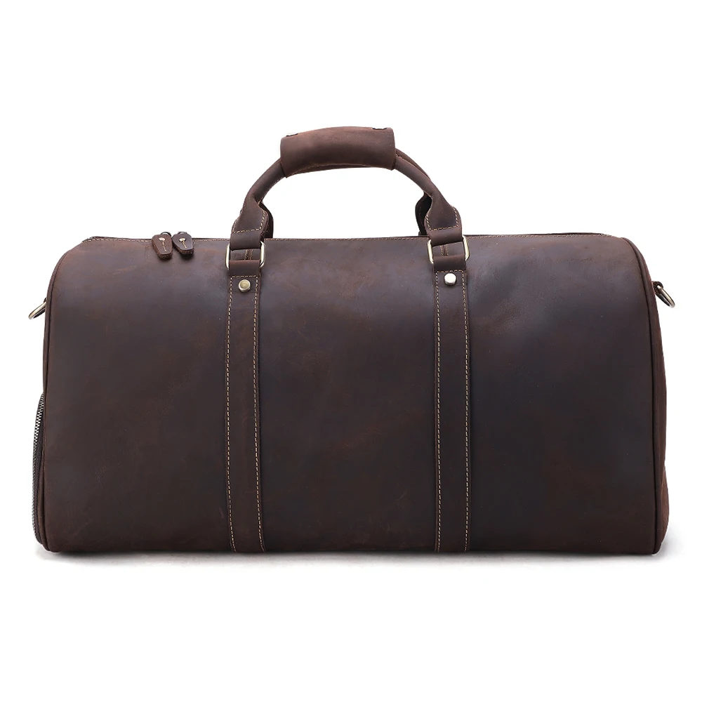 Large Capacity Crazy Horse Leather Travel Bag Retro Style Dry Wet Separation Sports Fitness Bag for Business Commute