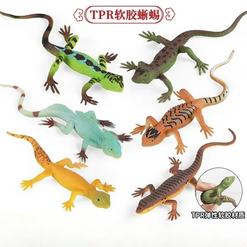 Simulated Insect Amphibian Reptile Model Grass Lizard Leopard-gecko Plastic Animal Figurines Toys Halloween Trick Toy Decoration