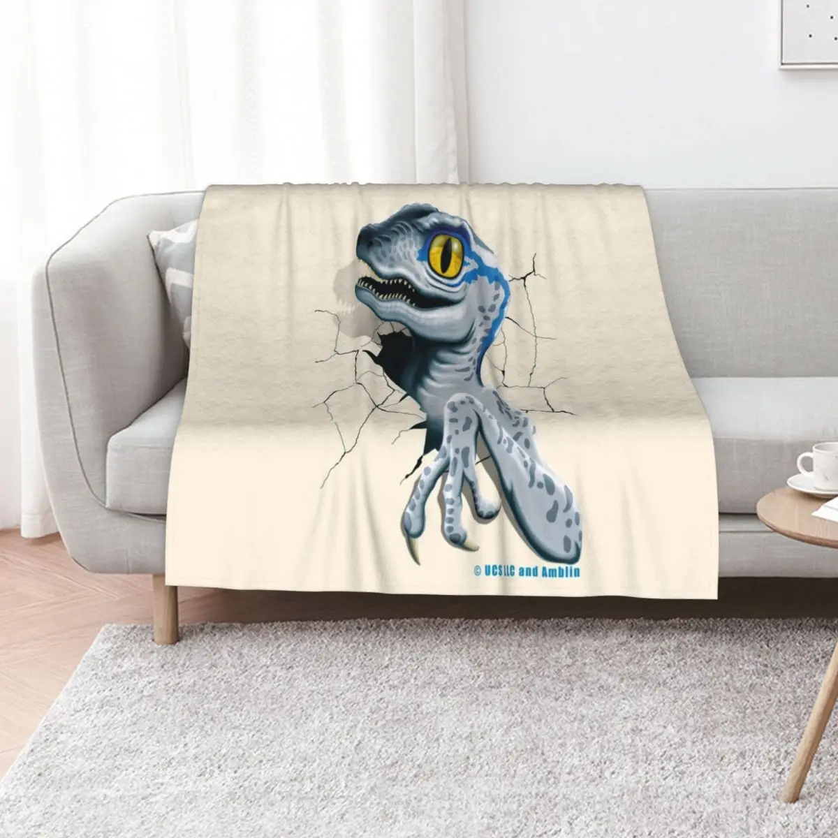 

Jurassic World - Baby Blue Velociraptor Throw Blanket Polar Hairy Tourist Sofa Quilt Blankets