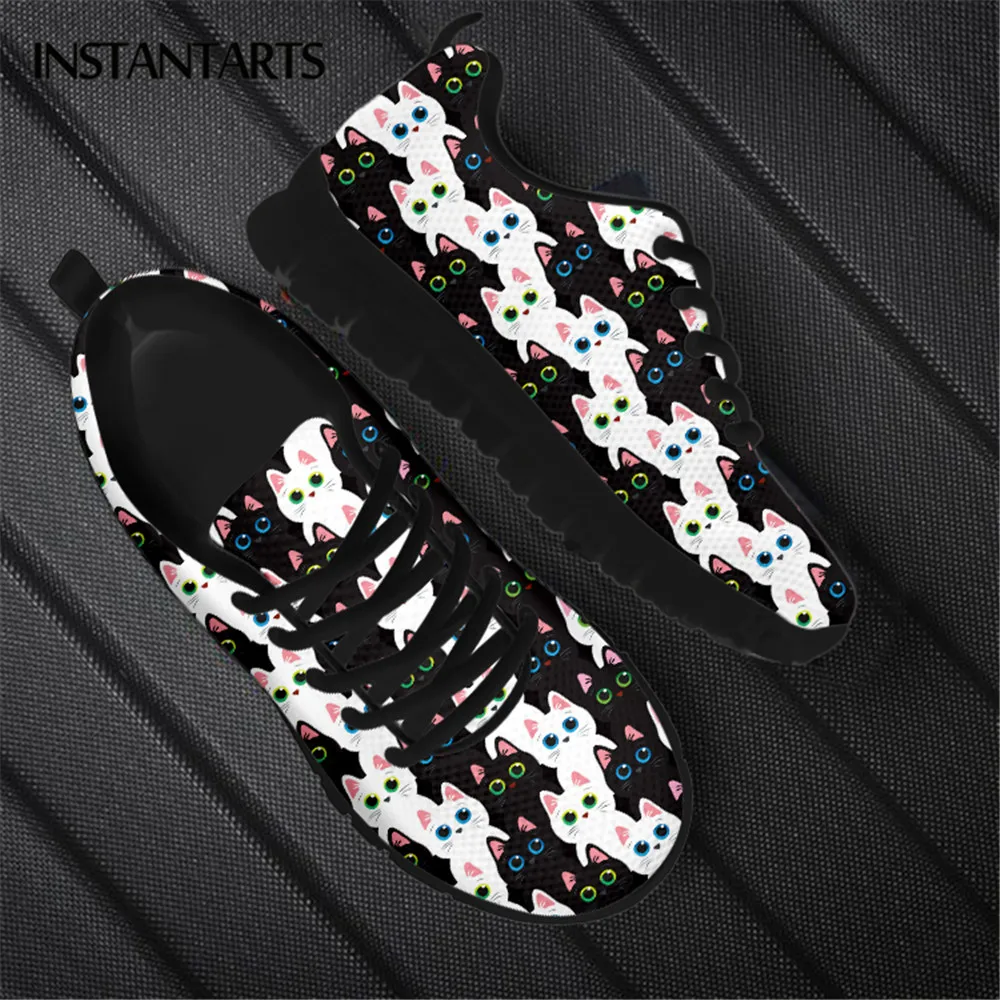 Cute Cartoon Funny Cat Pattern Women Flat Shoes Comfortable Soft Ladies Sneaker Femme Footwear Walk Shoes Zapatos