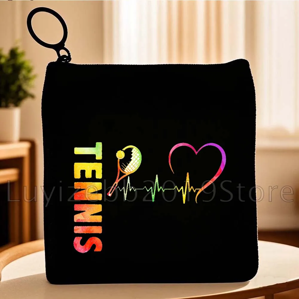 Tennis Squash Speler Minnaar Aquarel Art Print Geschenken Canvas Portemonnee Tas Reizen Sleutel Opslag Kaart Zakken Portemonnee Etui