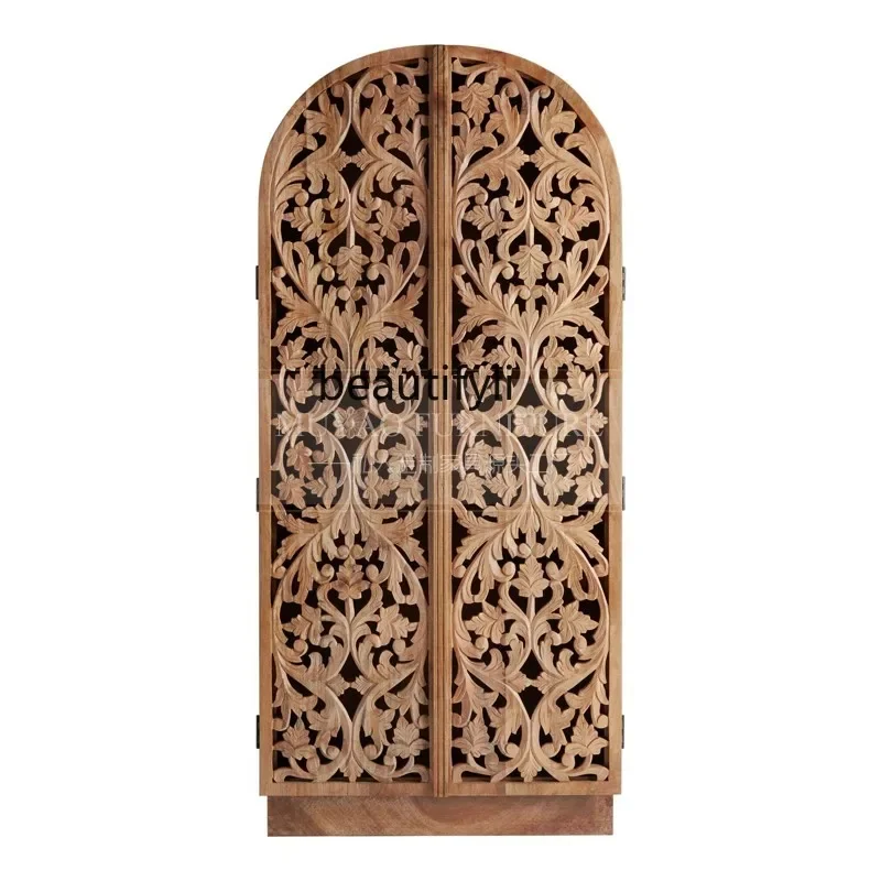 

ssK178 ss25A Hollow carved solid wood wardrobe, French retro side cabinets, lockers South East Asia antique bedroom