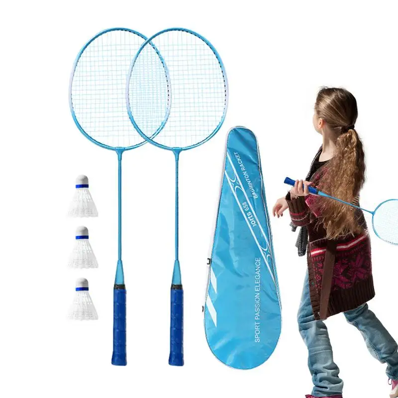 Badminton Rackets Set Shock Absorbing Badminton Equipment Set For Adults And Kids Rackets With High Elastic Buffer Handle Gift