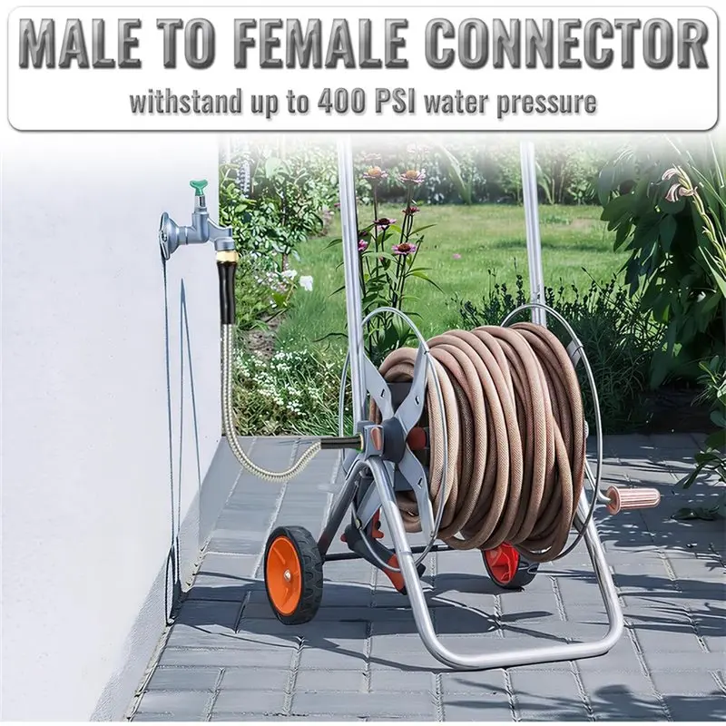 حديقة قصيرة للخرطوم 1 قدم × 5/8 بوصة، معدن شديد التحمل 304 من الفولاذ المقاوم للصدأ لخرطوم بكرة الخرطوم زعيم الصنبور #5