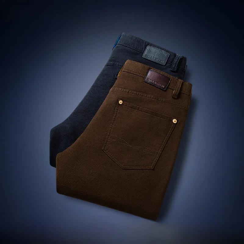 

Men's Thi Corduroy Casual Pants Autumn Winter Faion Trendy Straight Leg ket Detail Iron Free mid Waist Long Trousers