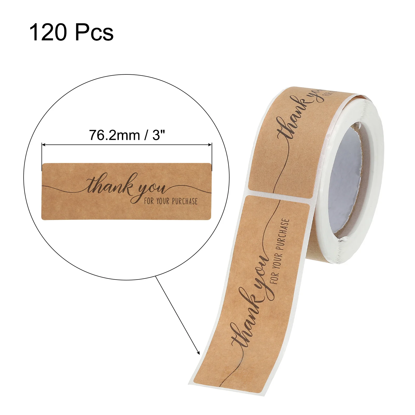 1 Roll Thank You for Your Purchase Stickers Adhesive Rectangle Gift Seal Labels for DIY Business Self-adhesive Paper Labels