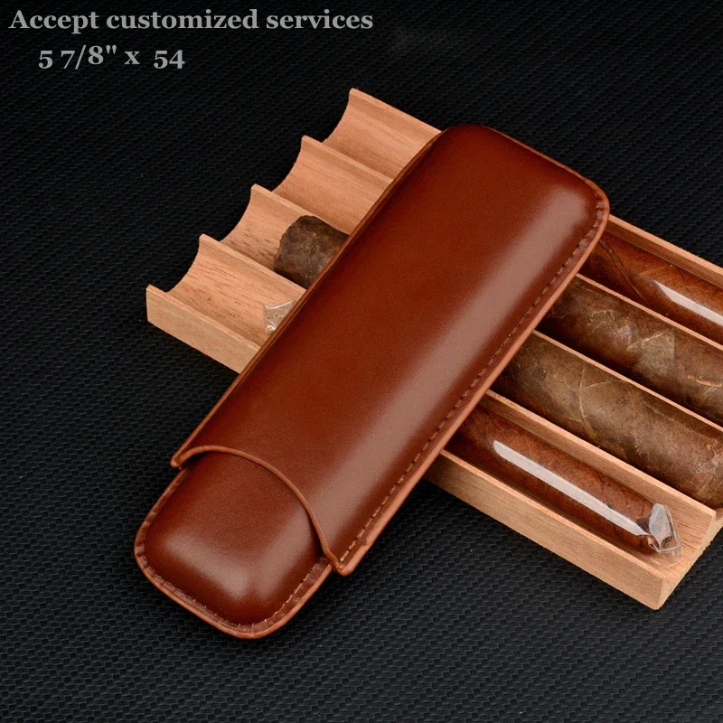 52 Ring Cigar Case Man-made Leather Cigar Holder 2 Tube Mini Cigar Box Portable Humidor Best Smoking Accessory For Man