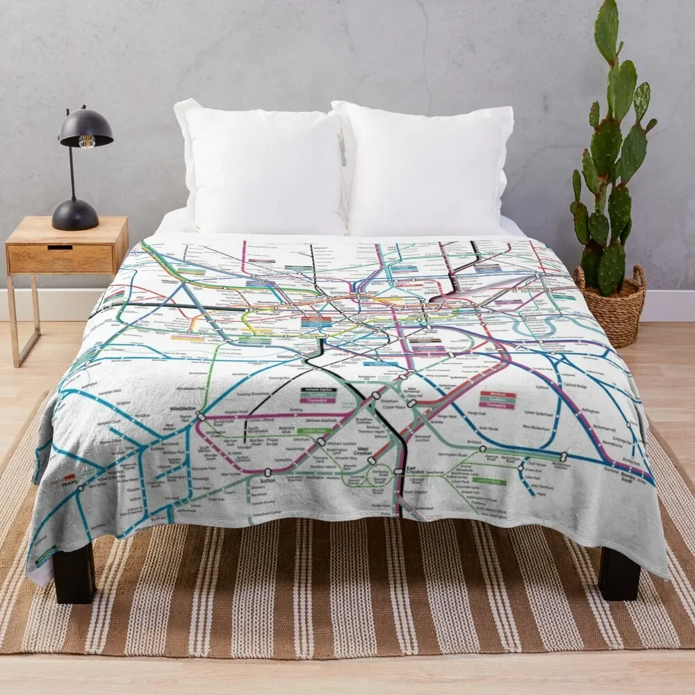 

London AllRail map Throw Blanket Luxury Thicken Luxury Brand Tourist Picnic Blankets