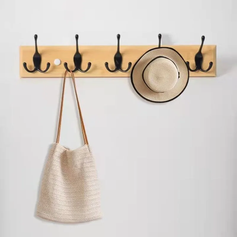 Solid Wood Material Hangers Wall Mount Garment Hook Entry Hall Rack Key Holder Door Back Storage Hook Home Decoration Supply