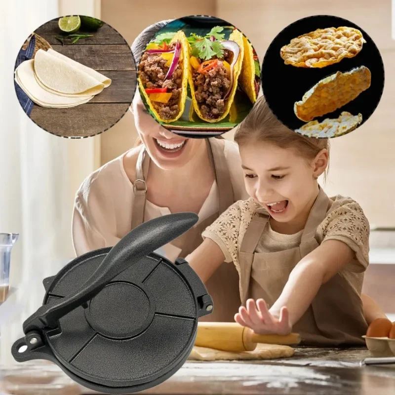 

Dough Press Tool Manual Corn Tortillas Pressing Tools Quick Easy Dumpling Skin Presser Aluminium Alloy Tortilla Cake Press Molds
