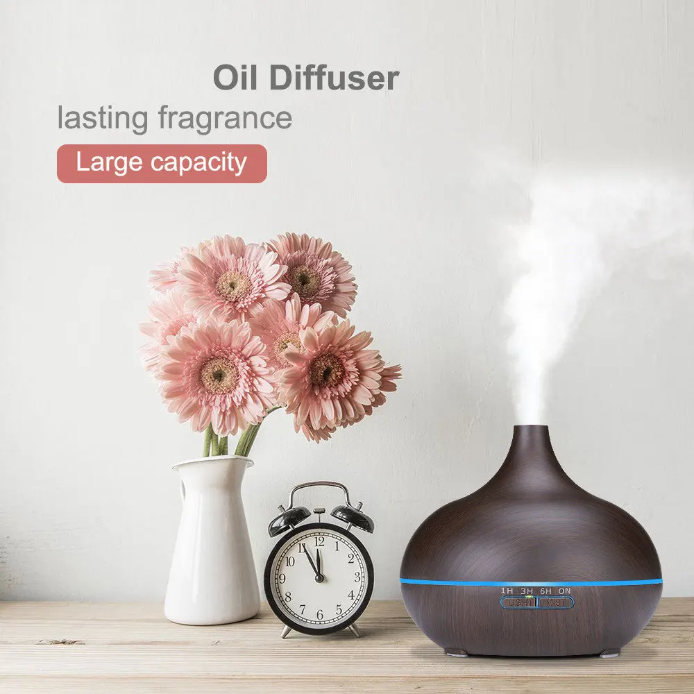 Timeable Aromatic Diffuser Office Air Humidifier USB Ultrasonic Mist Chiller with 7 Color Lights Remote Control Auto-Off Safety