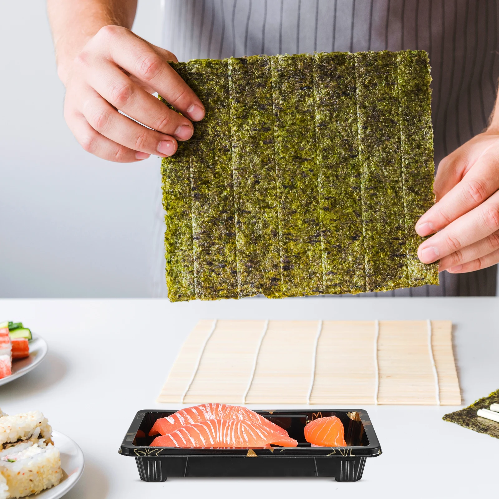 

50pcs Sushi Boxes Disposable Packing Containers for Food Takeout Fruit Boxes Carry Out Eco Friendly No Smell Ideal Snacks Fries