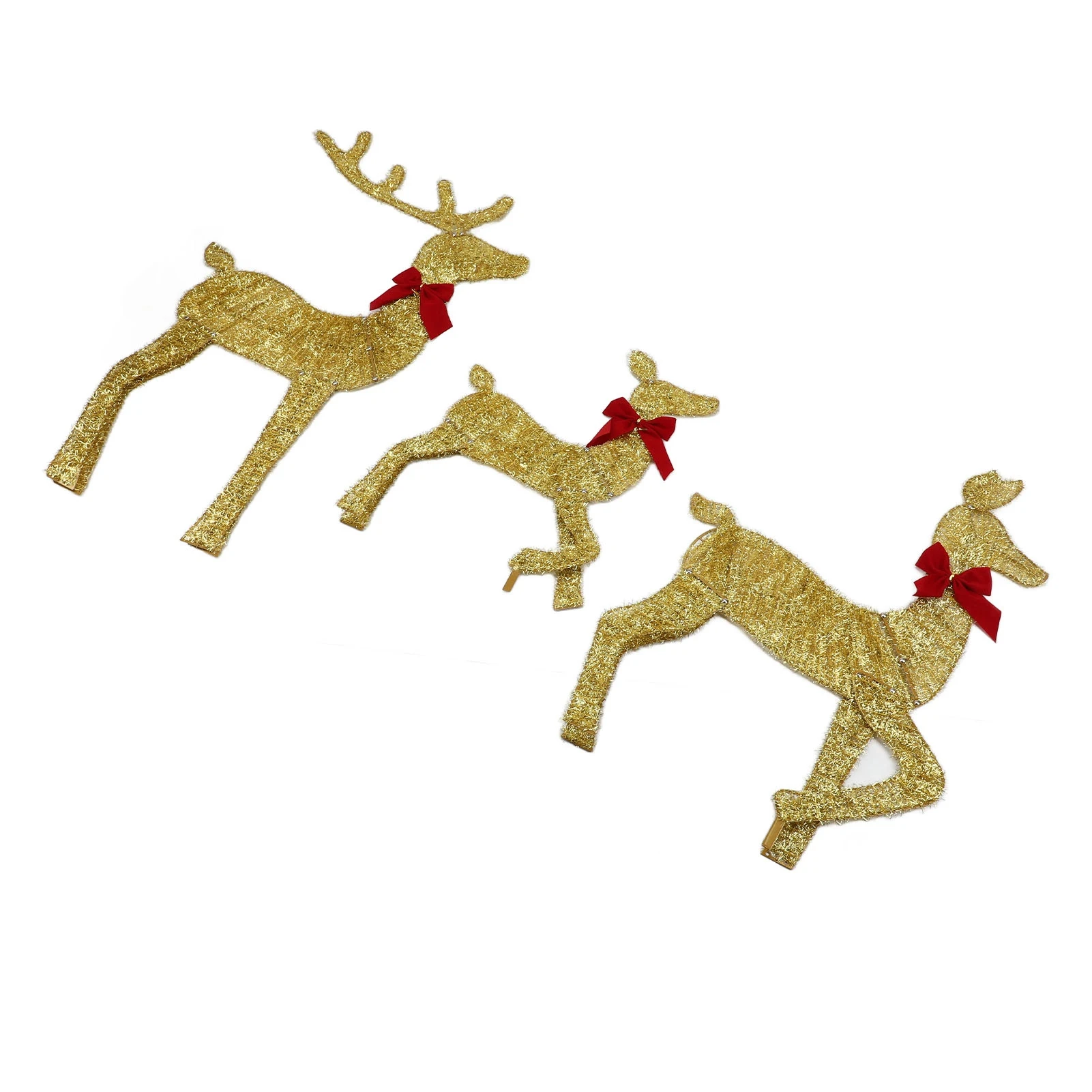 Xmas Deer Family Decoration Set Easy Assembly Battery Operated Long Service Life 3 Piece Reindeer Family Beautiful for Yard