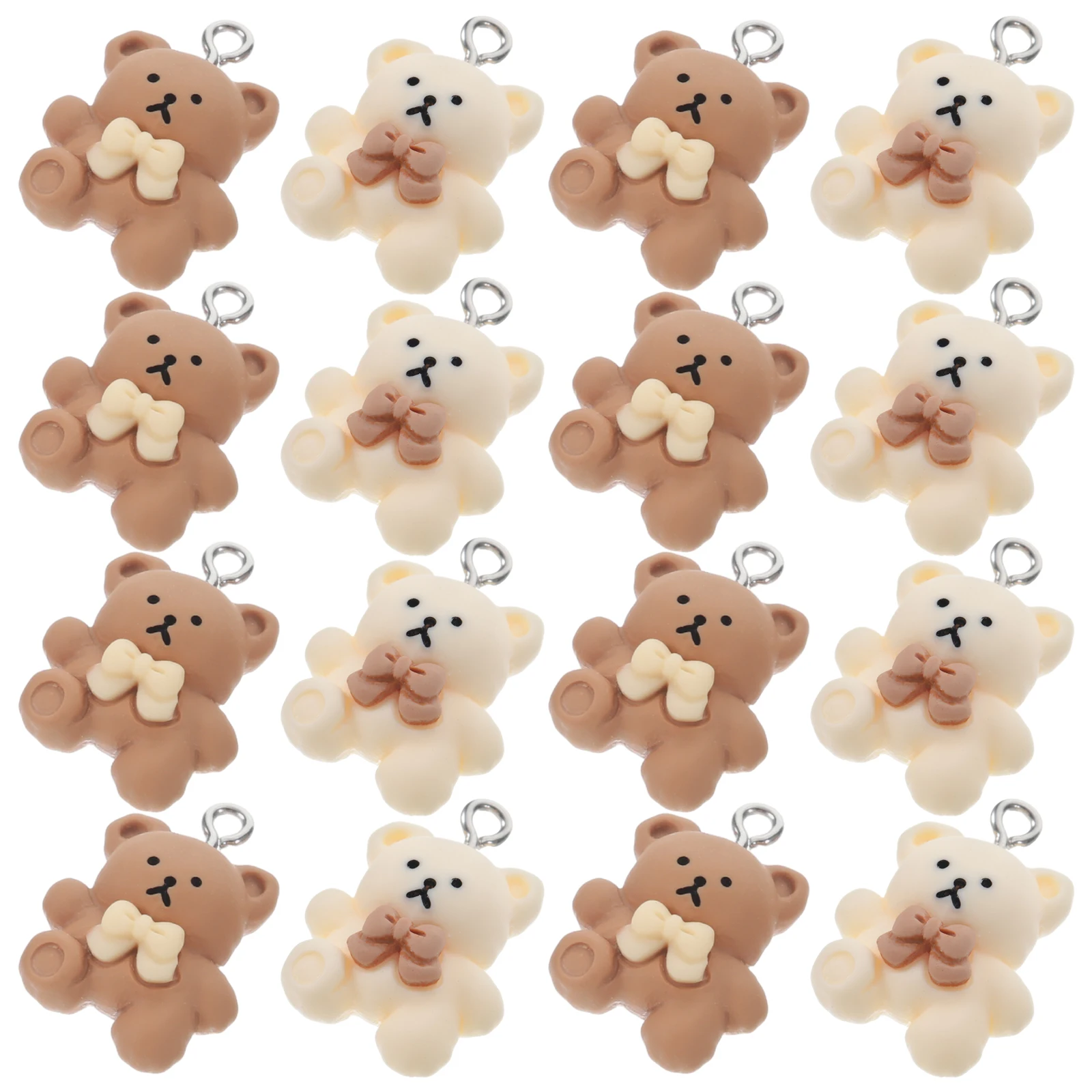 

24 Pcs Bear Pendant Jewelry Making Resin Charms Adorable Bow Tie Small Bear DIY Crafts Cute Necklace Accessories