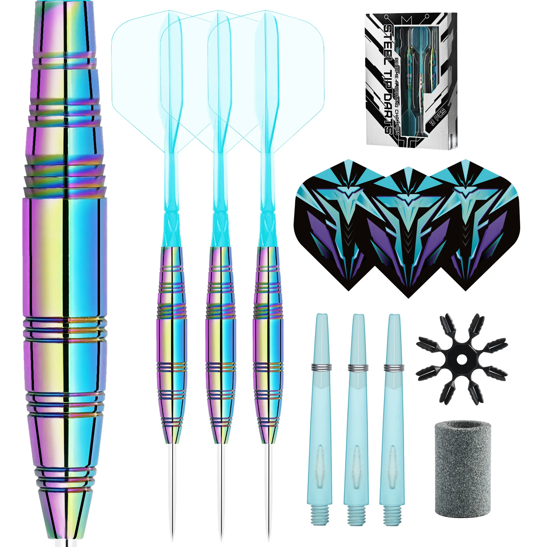 

Premium 3PCS Steel Tip Darts 23g with Colorful Electroplating Complete Dart Accessories Kit for Professional & Home Dart Players