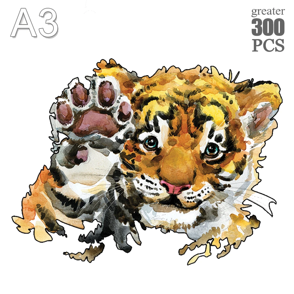 Quebra-cabeça 3d tigre lobo brinquedos de madeira montessori família educacional diy artesanato quebra-cabeças jogos de tabuleiro para adultos