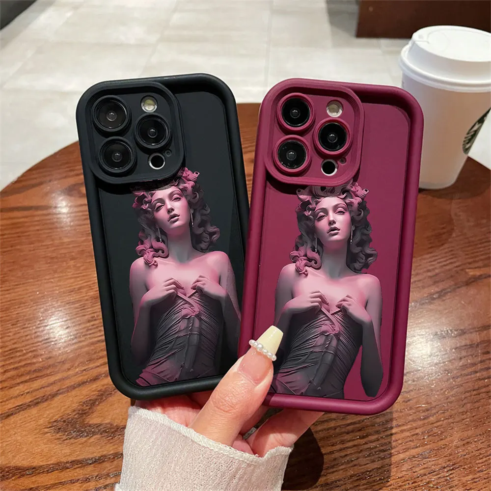 Beautiful Girl Art Pattern Phone Case For iPhone 14 Pro Max 11 12 13 15 16 Pro Max XR 16 15 Plus XS X 13Mini Silicone Soft Cover