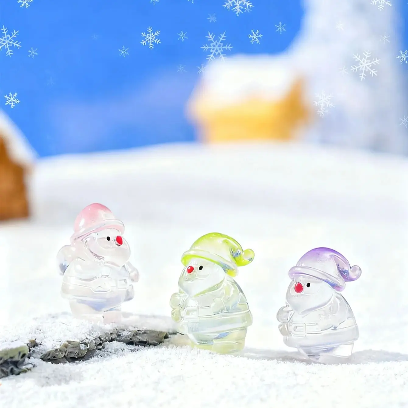 10/20 قطعة يتوهج في الظلام سانتا كلوز التماثيل مضيئة صغيرة الراتنج زينة عيد الميلاد لشجرة عيد الميلاد الجنية حديقة هدية عيد #6