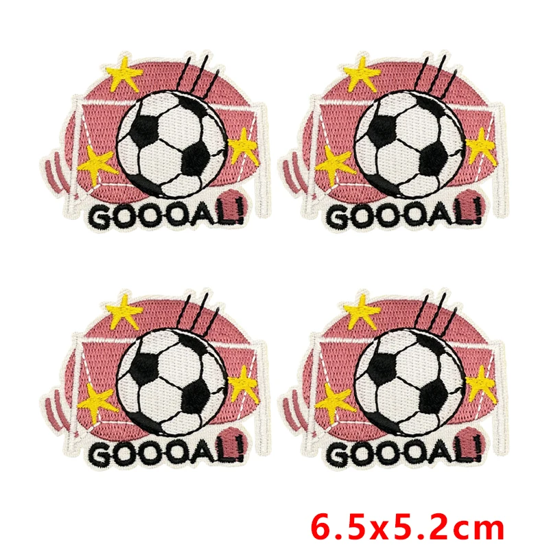 10Pcs Football Soccer Goal Iron On Patches - Flame Shoes Net Embroidered Appliques for Sports Lovers Clothing Jackets DIY Crafts