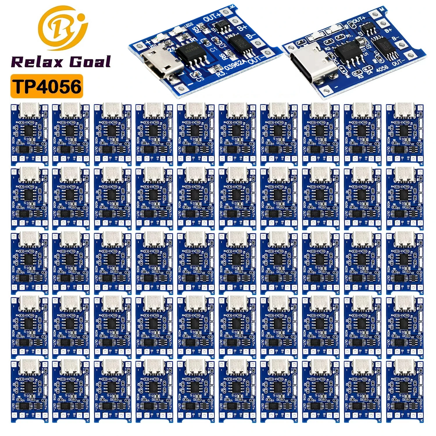 TP4056 5V 1A Type-c USB Micro 18650 Lithium Battery Charger Module Charging Board with Protection Dual Functions 1A Li-ion