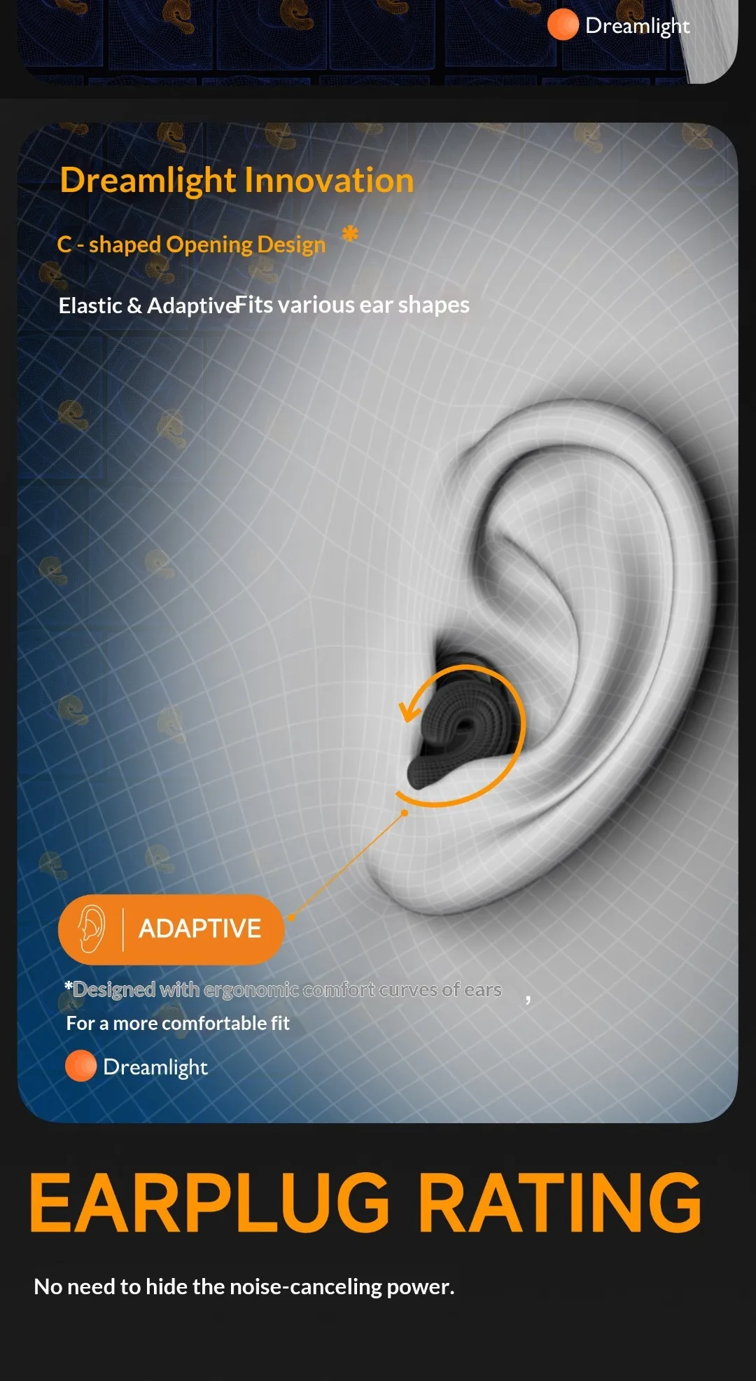 Dreamlight Adaptive Noise-Canceling Earplugs Soft Comfortable Soundproofing Protection Earplugs Set Side Sleeping Artifact