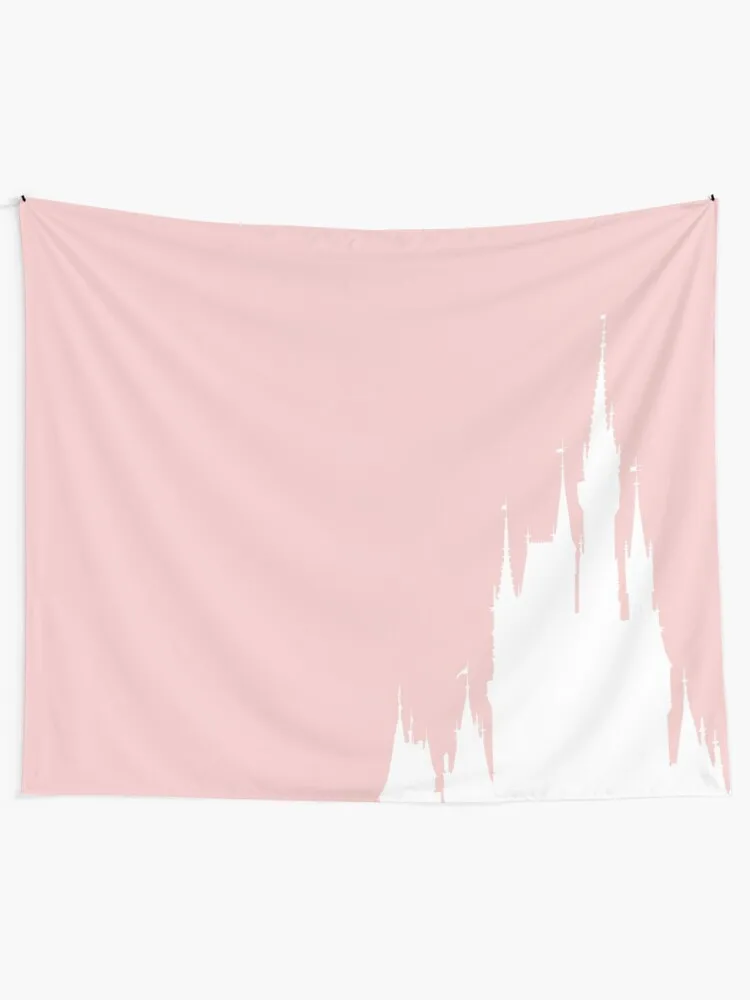 Castle Silhouette Millennial Pink Tapestry Room Decoration Accessories