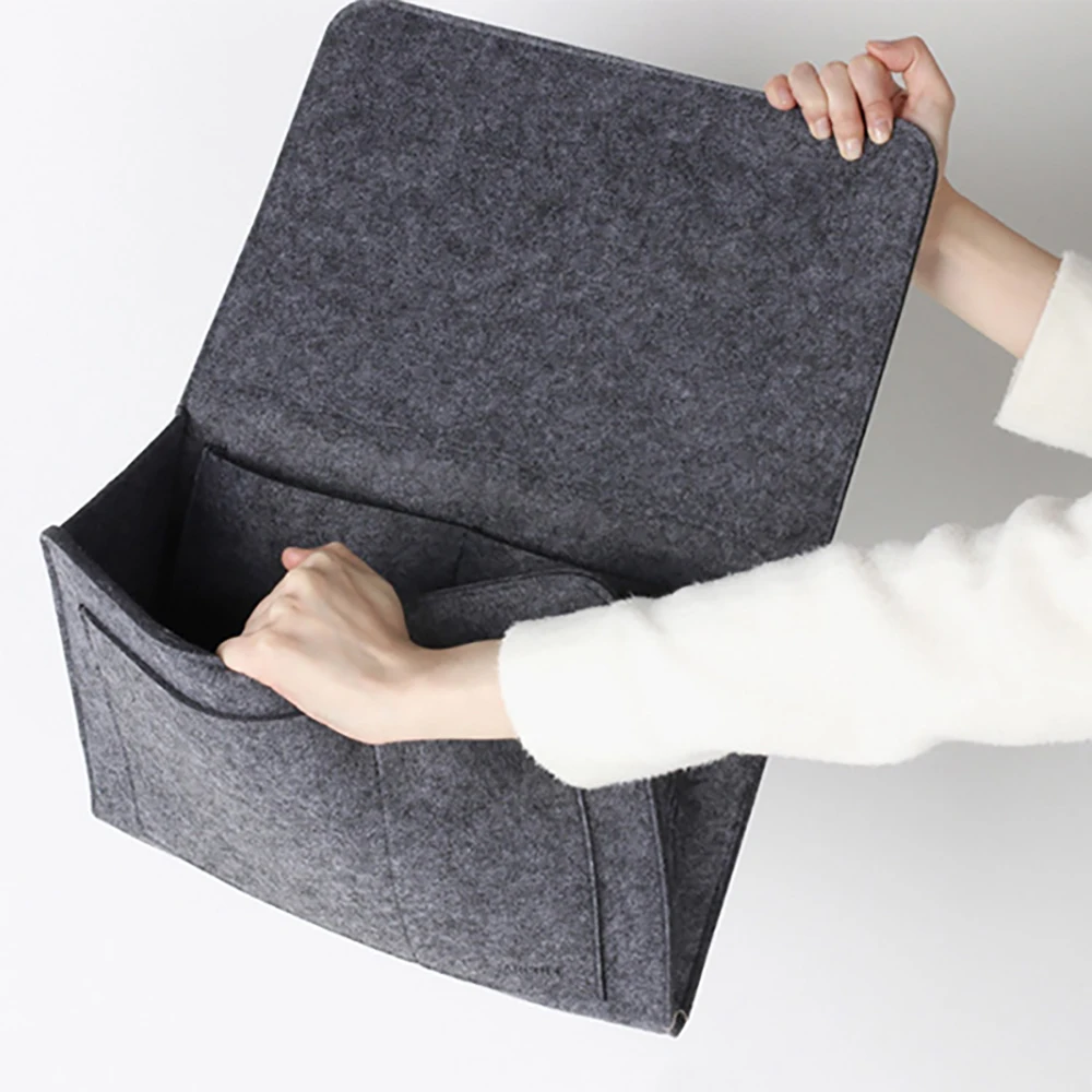 Pockets Bedside Caddy Bed Hanging Bag Felt Bed Storage Organizer Household Decor Accessories Maga,zine Phone Tablet Cables Box