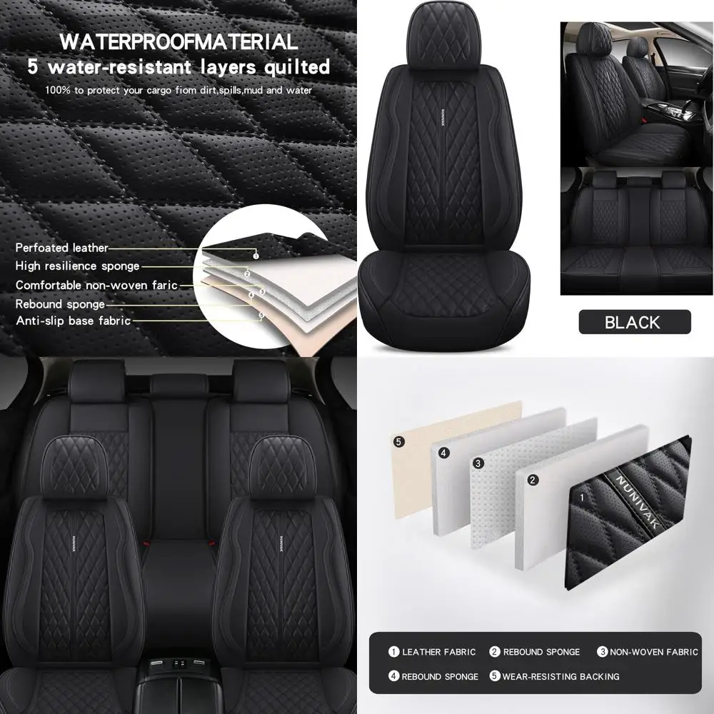 

Кожаные чехлы на автомобильные сиденья с полным покрытием, полный комплект, чехлы на сиденья Wateroroof для автомобилей, грузовиков, шезлонгов, роскошные черные чехлы на сиденья, автокресла Pr
