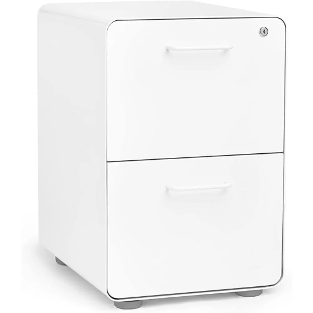 

Stow 2-Drawer File Cabinet - White. Powder-Coated Steel. Legal/Letter Sized Drawers. Fully Painted Inside and Out.Two Keys.