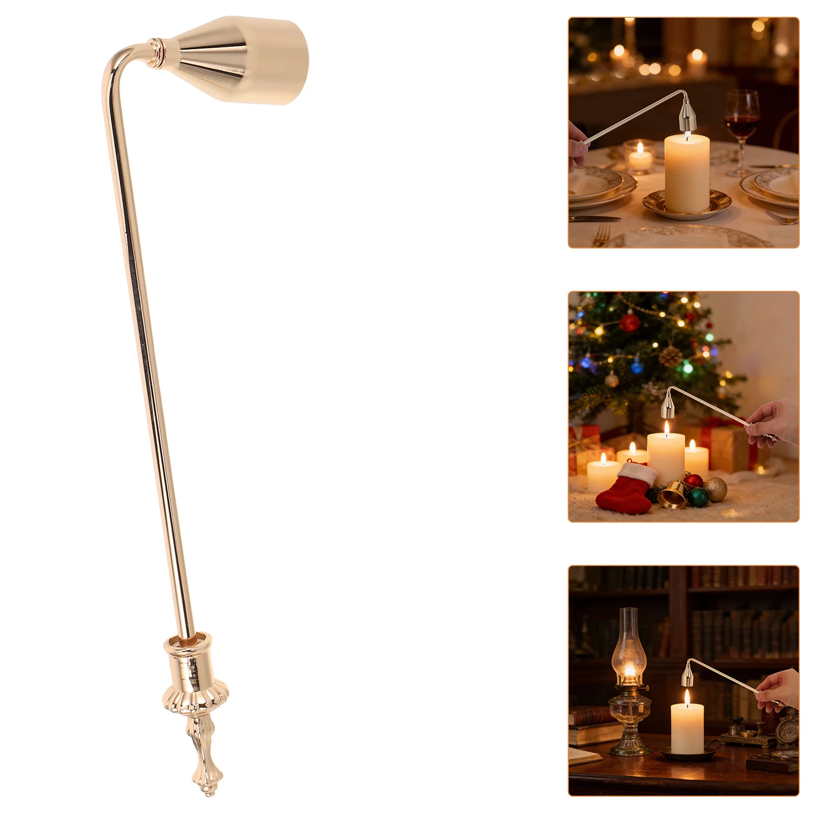 

Vintage Metal Wick Snuffer 8.84 Inch Long Handle Extinguisher Flame Tool for Home Hotel Decor Safe Flame Control