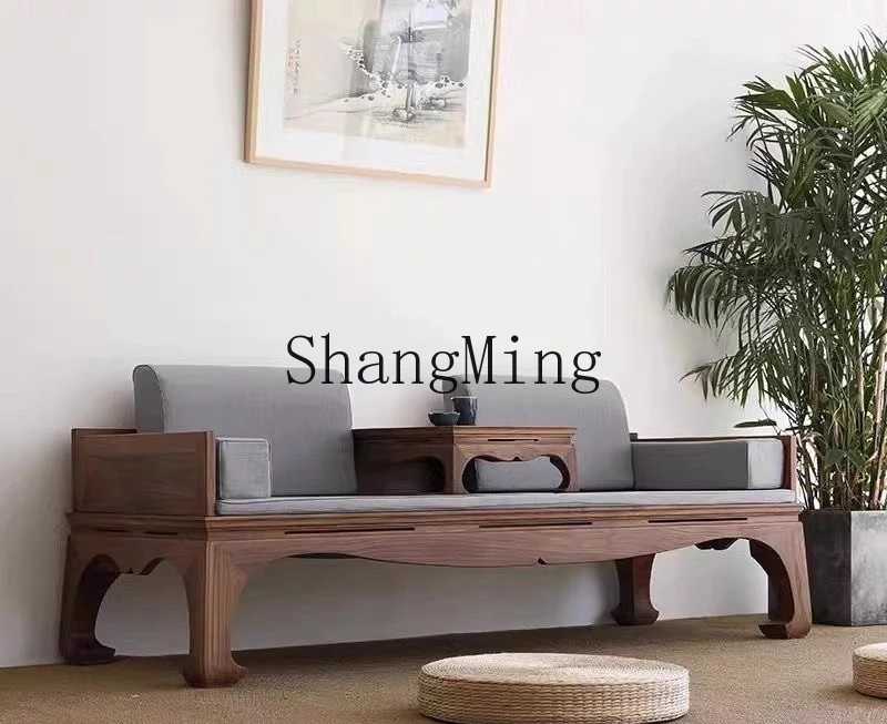 ZYY new Chinese solid wood light luxury walnut living room sofa small apartment homestay zen furniture