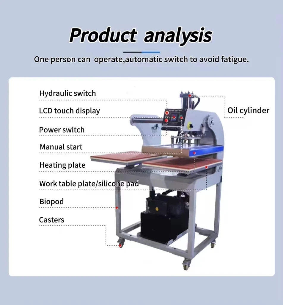 Double Station Upper Sliding Hydraulic Hot Stamping Foil Machine Dye Sublimation Heat Press Machine for T-Shirt Sublimation