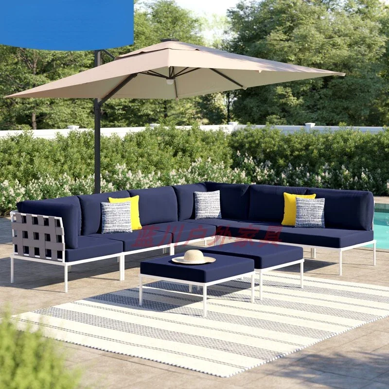 

Custom outdoor terrace leisure woven sofa with model room furniture hotel high-end courtyard simple Nordic garden modern